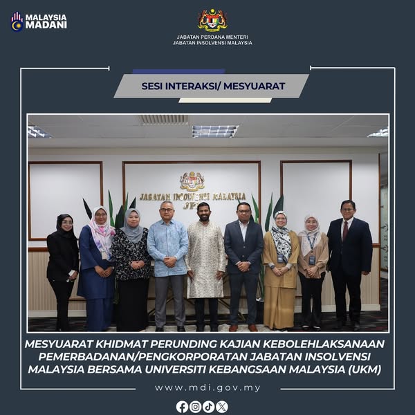18 Februari 2025 | Mesyuarat Khidmat Perunding Kajian Kebolehlaksanaan Pemerbadanan/Pengkorporatan Jabatan Insolvensi Malaysia Bersama Universiti Kebangsaan Malaysia (UKM)