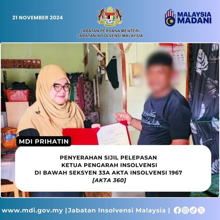 22 November 2024 | Penyerahan Sijil Pelepasan Ketua Pengarah Insolvensi di Jabatan Insolvensi Muar