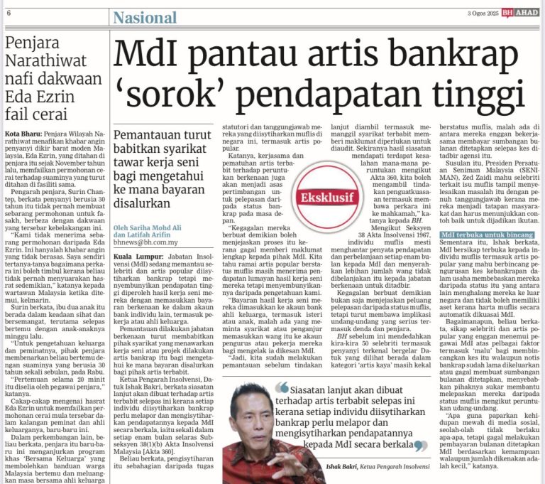 [03.08.2025] BH AHAD 'MDI PANTAU ARTIS BANKRAP SOROK PENDAPATAN TINGGI'