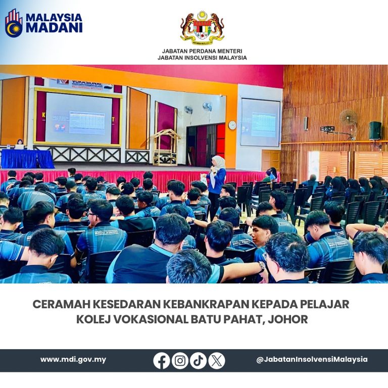 23 Julai 2025 | Ceramah Kesedaran Kebankrapan Kepada Pelajar Kolej Vokasional Batu Pahat, Johor