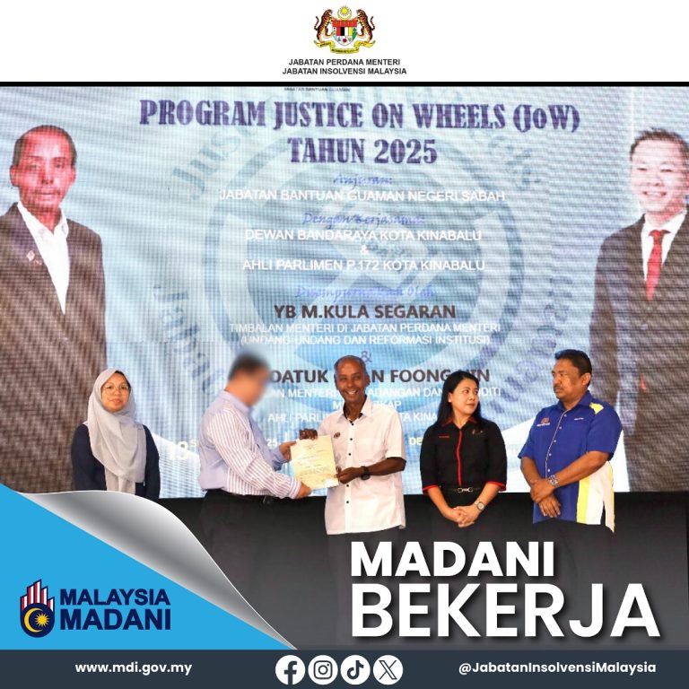 13 Sept 2025 | Penyampaian Sijil Pelepasan Ketua Pengarah Insolvensi Sempena Program Justice on Wheels (JoW)